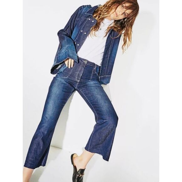 ONE X ONE TEASPOON Free People Women’s 26 Runaway Cropped Flare Jeans - Picture 6 of 14